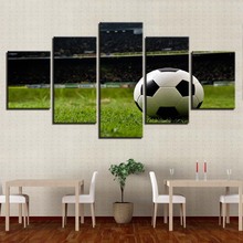 Quadros de arte de parede impresso em hd, 5 peças, decoração para casa e sala de estar, quadro de futebol, quadros, esportes 2024 - compre barato