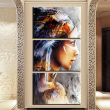 Canvas Prints Pictures Living Room Wall Art 3 Pieces Painting Home Decor Modular Beautiful native american Poster Framed 2024 - buy cheap