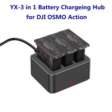 YX 3 in 1 USB Charger Type-C Charging Port Battery Charging Box Adapter Portable for DJI OSMO Action Sport Camera Accessories 2024 - compre barato