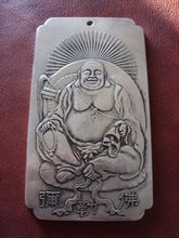 Elaborate Old Chinese "Maitreya" Tibetan Silver amulet auspicious plate 128 g 2024 - buy cheap