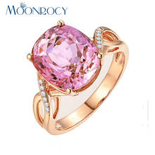 MOONROCY Drop Shipping Fashion Cubic Zirconia Oval Pink Crystal Romantic Promise Wedding Rings Jewelry Wholesale for Women Gift 2024 - buy cheap