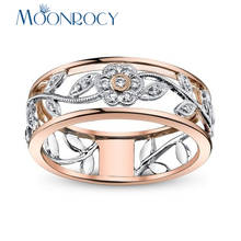 MOONROCY CZ Zirconia Vintage Crystal Rings Party Rose Gold / Silver Color Rings Flower Fashion Jewelry Women Gift Drop Shipping 2024 - buy cheap