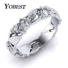 Yobest-Anillo de boda Vintage para mujer, Color plateado, flor hueca y hojas, 2019 2024 - compra barato