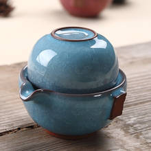 New Creative Gift Portable Chinese Ceramic Pottery and Porcelain Travel Quick Cup Tea Set Kiln Cracked Glaze 1 Teapot 1 Tea Cup 2024 - buy cheap
