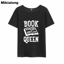 Mikialong 2018 camiseta de algodão queen feminina, camiseta estilo punk rock preta branca rosa de algodão, camiseta feminina curta fashion harajuku 2024 - compre barato
