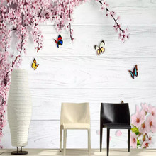 Romantic cherry wood board 3d background wall professional production mural wallpaper wholesale custom poster photo wall 2024 - buy cheap