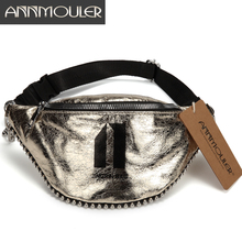Annmouler Fashion Women Chest Bag Large Pu Leather Waist Belt Bag Chain Fanny Pack 3 Colors Waist Phone Pack with Beads 2024 - buy cheap