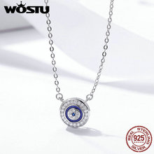 WOSTU 925 Sterling Silver Lucky Blue Eye Clear CZ Samsara Pendant Necklace Women Luxury Sterling silver Jewelry FIN165 2024 - buy cheap