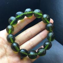 14mm Green GEM MOLDAVITE Meteorite Impact Glass Bead Bracelet 2024 - buy cheap