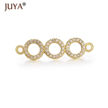 Supplies For Jewelry Wholesale Copper Zircon 3 circle loops connectors for handmade jewelry making diy craft 2024 - buy cheap