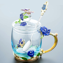 Beautiful Enamel Water Cup, Glass, Household Set, Flower Tea, Crystal Coffee, Beer, Bring a Wedding Gift 320/350ML 2024 - buy cheap