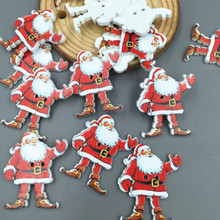 DIY  50pcs  2 Holes Christmas Craft Santa Claus Wooden Sewing Buttons Scrapbooking 35mm 2024 - buy cheap