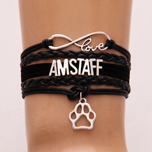 Drop shipping infinity Love AMSTAFF Bracelet puppy lovers gift handmade braided wax leather bangles & bracelets wrap jewelry 2024 - buy cheap