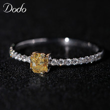 Dodo anel de prata esterlina 925, pequeno, quadrado, brilhante, amarelo, zircônia cúbica, anéis para mulheres, casamento, bague, jz216 2024 - compre barato