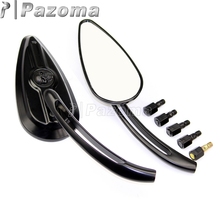 Black Motorcycle 8mm 10mm Skull Rear View Mirror Side Mirrors for Harley Heritage Softail Dyna Cruiser Scooters 2024 - buy cheap