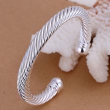 Brazalete chapado de plata fina para mujer y hombre, joyería de plata de ley 925, pulseras de cuerda de plata, SK030 2024 - compra barato