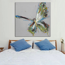 Pintura al óleo de mariposas para decoración de la habitación, cuadro de pared moderno pintado a mano en lienzo, artesanía para colgar, decoración del hogar, 100% 2024 - compra barato