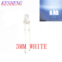 Lámpara de diodo emisor de luz, LED redondo transparente de agua de 3MM, blanco frío, 3V, 100 Uds. 2024 - compra barato