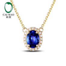 CaiMao 18KT/750, желтое золото, 1,39 карат, натуральный, голубой, танзанит, AAA, 0,15 карат, полная огранка, алмаз, помолвка, драгоценный камень, кулон, ювелирные изделия 2024 - купить недорого