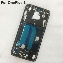Оригинальный ЖК-экран с передней рамкой для OnePlus 6, корпус, чехол, средняя рамка, Кнопки громкости без питания, запасные части для OnePlus6 2024 - купить недорого