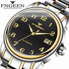 FNGEEN Fashion Men Skeleton Automatic Watch Waterproof Stainless Steel Strap Mechanical Wrist Watches Luminous Date Clock Male 2024 - buy cheap