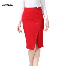 SEXMKL Women Red Pencil Skirts 2021 Fashion Winter Sexy High Waist Skirt Bodycon Korean Lady Open Slit OL Black Skirt Plus Size 2024 - buy cheap