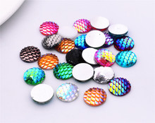 30pcs/lot 12mm New Fashion Mixed Colors Fish scales Style Flat Back Resin Cabochons Cameo Jewelry Accessories Supplies 2024 - buy cheap