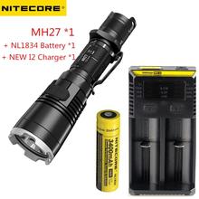 Lanterna multitarefa recarregável nitecore mh27 max.1000lm, farol de distância de feixe de 462 metros + carregador i2 + bateria 18650 3500mah 2024 - compre barato