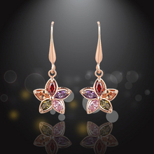 New Fashion earings Drops Gold Romantic Flower drops zirconia earring Long earrings Wedding for women  E1340 2024 - buy cheap
