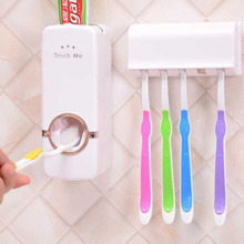 Automático escova de dentes titular pasta 1 conjunto automático titular dispensador de pasta dentes armazenamento orgainzer montagem na parede do banheiro 2024 - compre barato