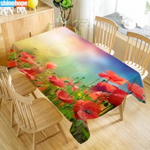 Poppies Flowers Table Cloth Oxford Print Waterproof Oilproof Home Rectangular Party Table Cover 100X140cm/140X250cm 2024 - buy cheap