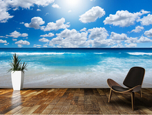 Papel tapiz de paisaje personalizable, cielo del océano, murales de fotos naturales 3D para sala de estar dormitorio cocina Fondo pared papel tapiz de vinilo 2024 - compra barato