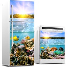 3D Custom Dishwasher Refrigerator Contact Paper Sunshine Sea Tropical Se Freezer Decal Panel Cover Wall Sticker Home Decor Gift 2024 - buy cheap