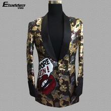 Leopard sequins clothes men suits designs masculino homme terno stage personality singers jacket men blazer dance star style 2024 - buy cheap