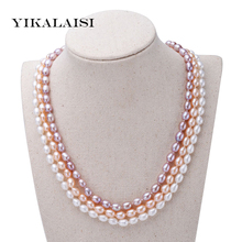 YIKALAISI 2017 100% natural 6-7mm pearl necklace for women fashion 925 sterling silver pearl jewelry  girls best gift 2024 - buy cheap