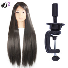 Yaki-Cabeza de Maniquí de pelo sintético de 26 pulgadas, cabeza de muñeca de peluquería, cabeza de entrenamiento profesional, Estilismo, novedad 2024 - compra barato