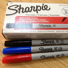 12pçs marcador permanente american sharpie 37002, marcador de ponto ultrafino à prova d'água, caneta de tinta preta, azul e branca, marcador de tinta limpa 2024 - compre barato