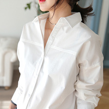 BGTEEVER-Blusa holgada informal de manga larga para Primavera, camisa de estilo OL para mujer, color blanco y azul, 2019 2024 - compra barato