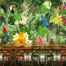 Custom Green Trapical Rain Forest 5D Papel Murals Parrot Birds 3d Wall Murals Photo Wallpaper Flower Murals 3d papel pareder 2024 - buy cheap