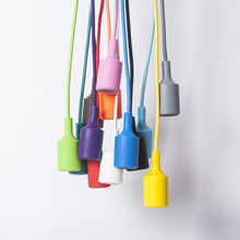 Luminária pendente colorida de gel de sílica para quarto de crianças, lâmpada decorativa para casa 13 cores, suporte e27 para quarto