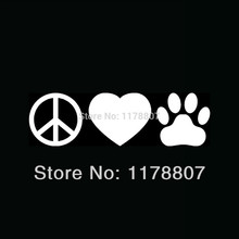 16.5cm x 4.9cm Peace Love Paw Sticker For Car Rear Windshield Vinyl Decal Animal Pet Heart Cat Dog Adopt Hot 13 Colors 2024 - buy cheap