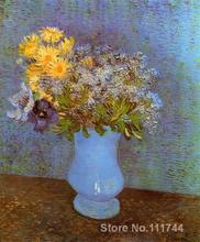 Jarrón con lilas de margaritas y anémonas, pinturas famosas de Vincent Van Gogh, lienzo al óleo, reproducción de alta calidad, pintado a mano 2024 - compra barato