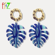 Pendientes De acrílico F. J4Z HOJA De Monstera para Mujer, Pendientes grandes azules para Mujer, Joyería Moderna al por mayor 2024 - compra barato