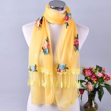 2020 brand scarf women's leaves flowers long shawl Spring and Autumn echarpe high-quality organza lady elegant hijab wrap 2024 - buy cheap