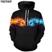 YOUTHUP 2020 High-five 3d Hoodies Men Fist Clap 3d Print Men Hooded Sweatshirts Hip Hop Black Hoodies Pullover Cool Coat Outwear 2024 - buy cheap