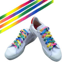 1 пара разноцветных шнурков из полиэстера с радужным градиентным принтом, плоские парусиновые туфли, повседневные шнурки хроматического цвета 2024 - купить недорого