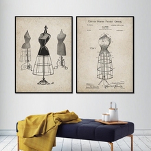 Three Dress Forms Couture Fashion Illustration Prints Vintage Patent Poster Wall Art Canvas Painting Sewing Room Wall Decor 2024 - buy cheap