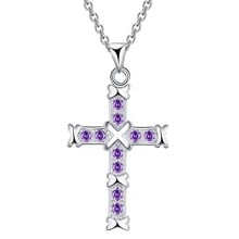 Fashion Silver color zircon cross pendant necklace wedding gift jewelry woman necklace good quality Hot New Design 2024 - buy cheap