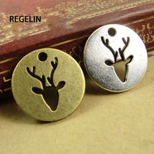 REGELIN-Colgante redondo hueco de aleación de Zinc y Bronce Antiguo, 20 Uds., 18x20mm, pulsera, collar, accesorios de joyería de Metal DIY 2024 - compra barato