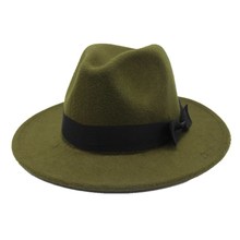 Ozyc 2018new chapéu de feltro unissex, chapéu de jazz vintage para homens e mulheres, chapéu de feltro de lã com estrelas da moda, arco preto 2024 - compre barato